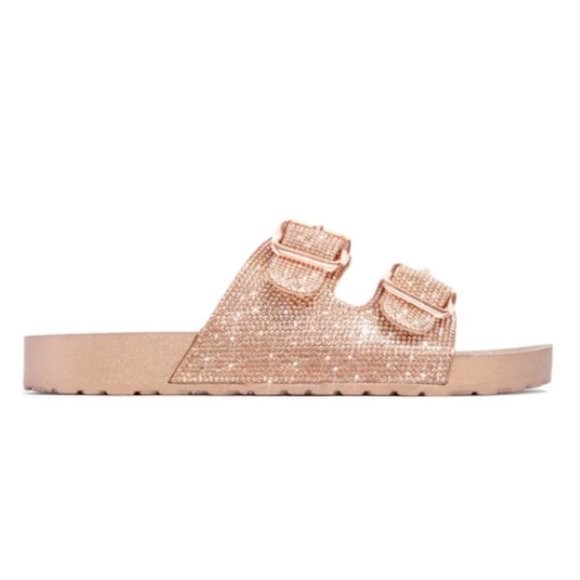 !RESTOCKED! Embellished Buckle Sandals - Rose Gold - Picture 3 of 6